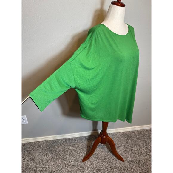 J. Jill tunic green 3/4 dolman sleeve asymmetrical hem popover loose fit Sz M - Picture 3 of 8